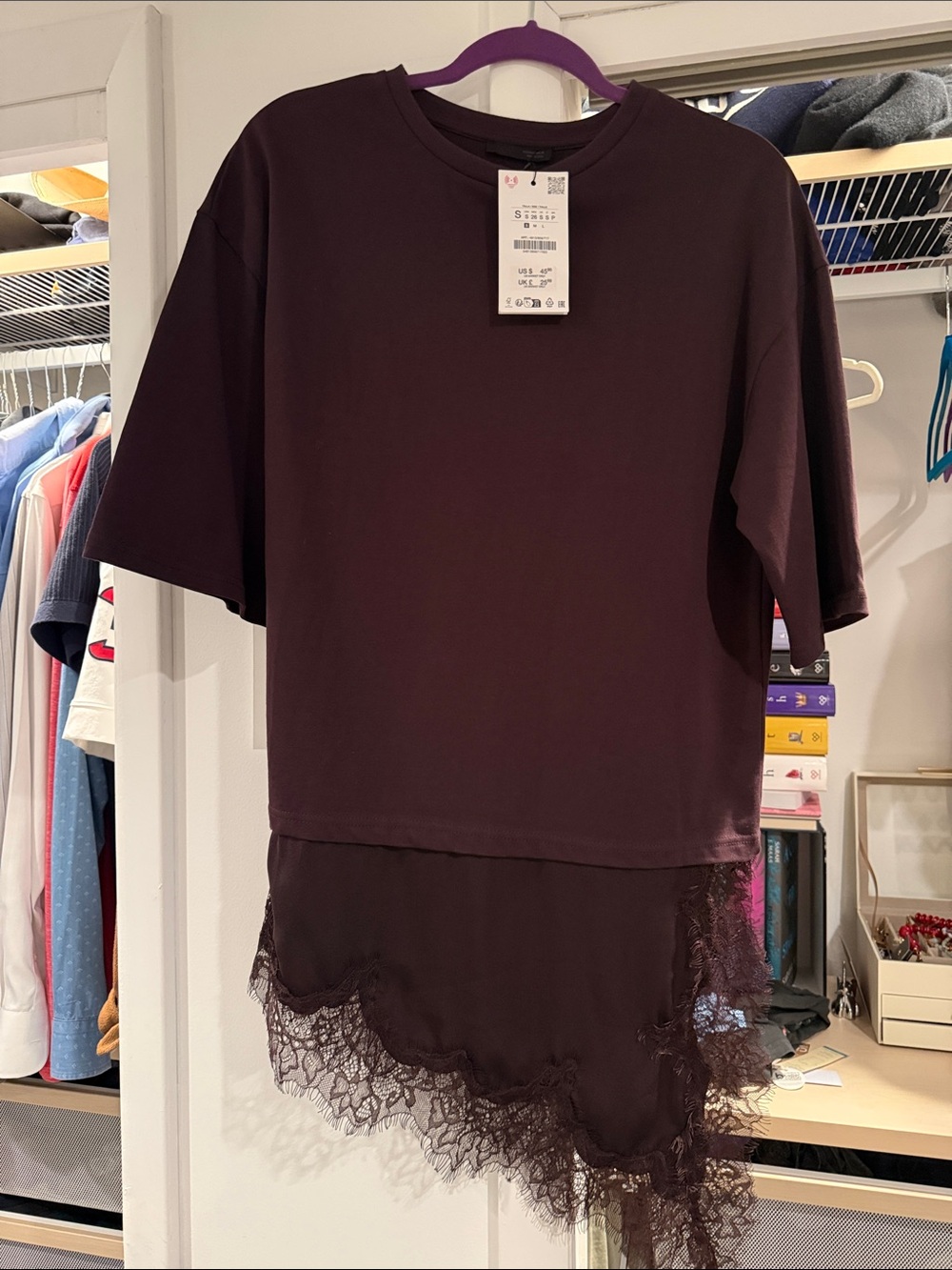 NWT Zara Combination Lace Tshirt